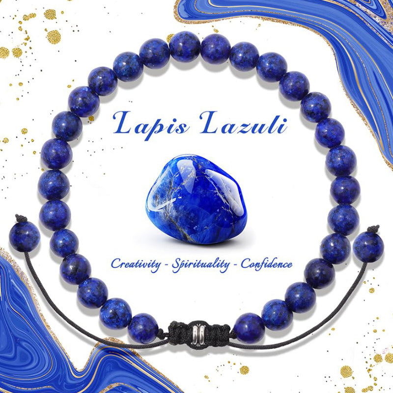 Natural Stone Crystal Beaded Bracelet4/6/8mm Chalcedony Turquoise Stretch Bracelet Lapis Tiger Eye Braided Bracelet