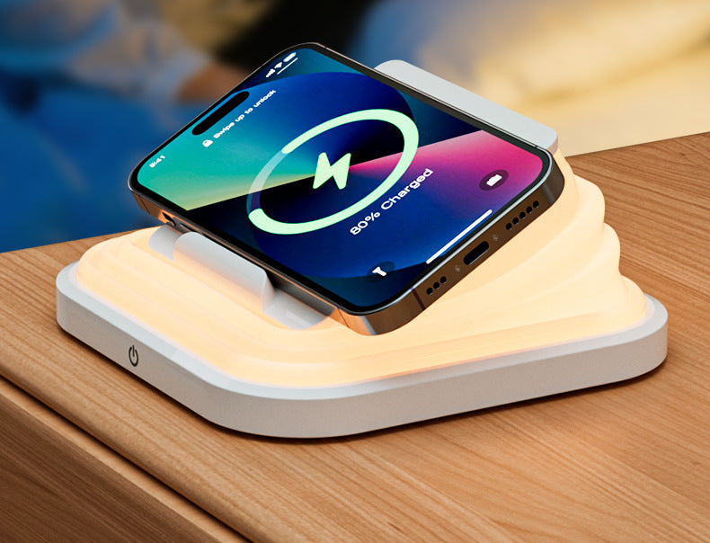 Multifunctional Storage15w Wireless Charging Bedroom Creative Eye Protection Sleeping Night Light Outdoor Night Market Stall Atmosphere Light