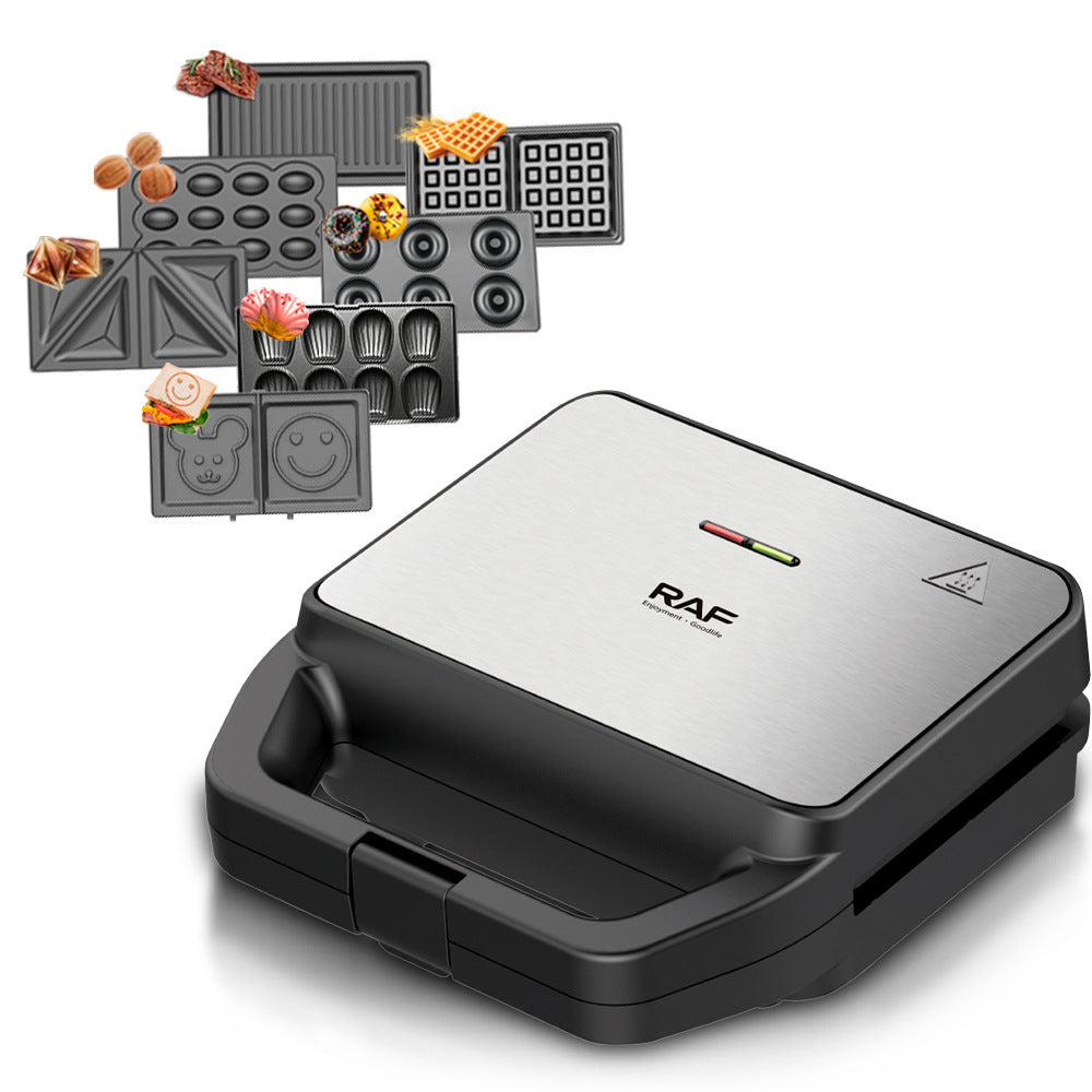 RAF European Standard Sandwich Maker Household Multi-Functional 7-in-1 Waffle Maker Breakfast Machine Portable Baking