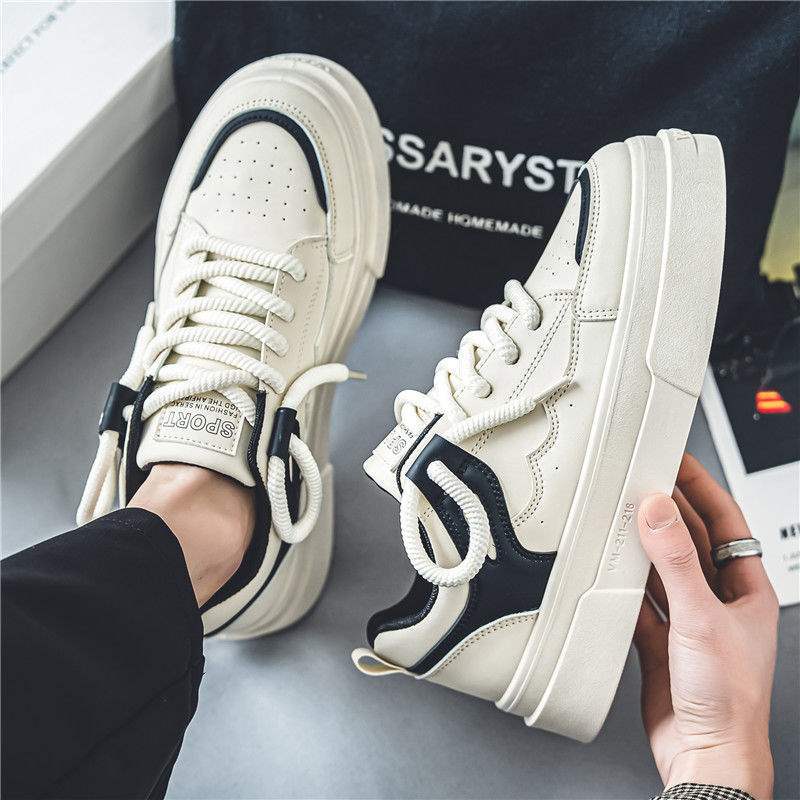 Spring and Summer Men's Shoes2025New Thick-Soled White Sneakers for Men Trendy Versatile Casual Sports Board Shoes