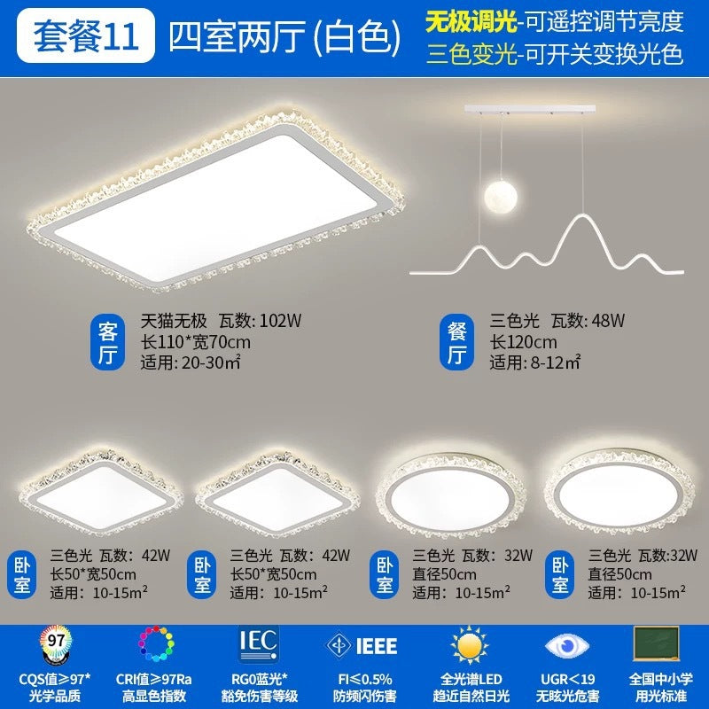 Light Luxury Living Room Ceiling Lamp2025New Year's Crystal Lamp High-end Bedroom Main Lamp Round led Eye Protection Lighting