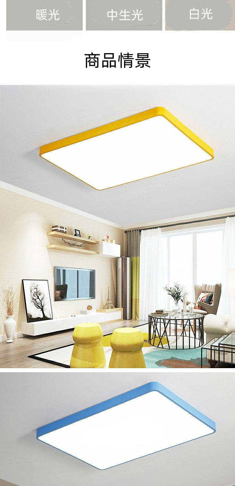 Home Living Room Lamp Rectangular Creative Macaron Ceiling Lamp Room Lamp Modern Simple Iron Art led Bedroom light