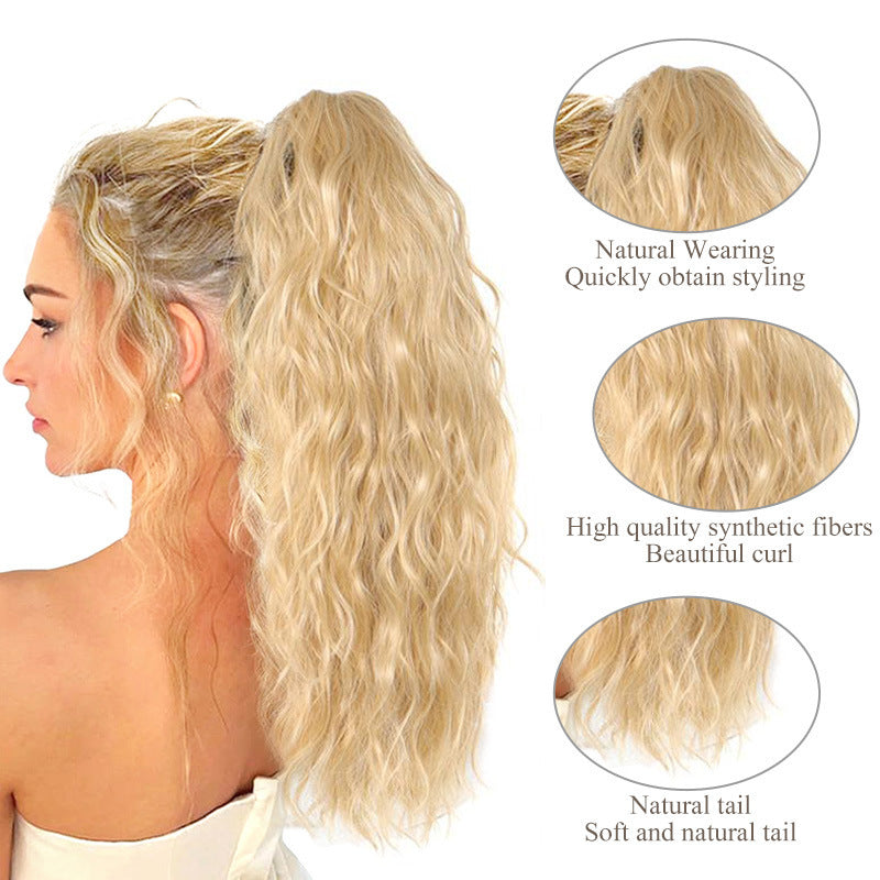 Cross-border Claw Clip Water Ripple Ponytail45cm120g European and American Women's Curly Hair Synthetic Wig Ponytail
