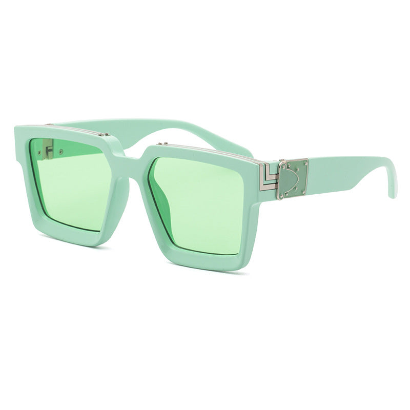 millionaire Large Square Frame Sunglasses for Women, Internet Celebrity Style, 0k Rich Driving Sun Protection Sunglasses for Men86229