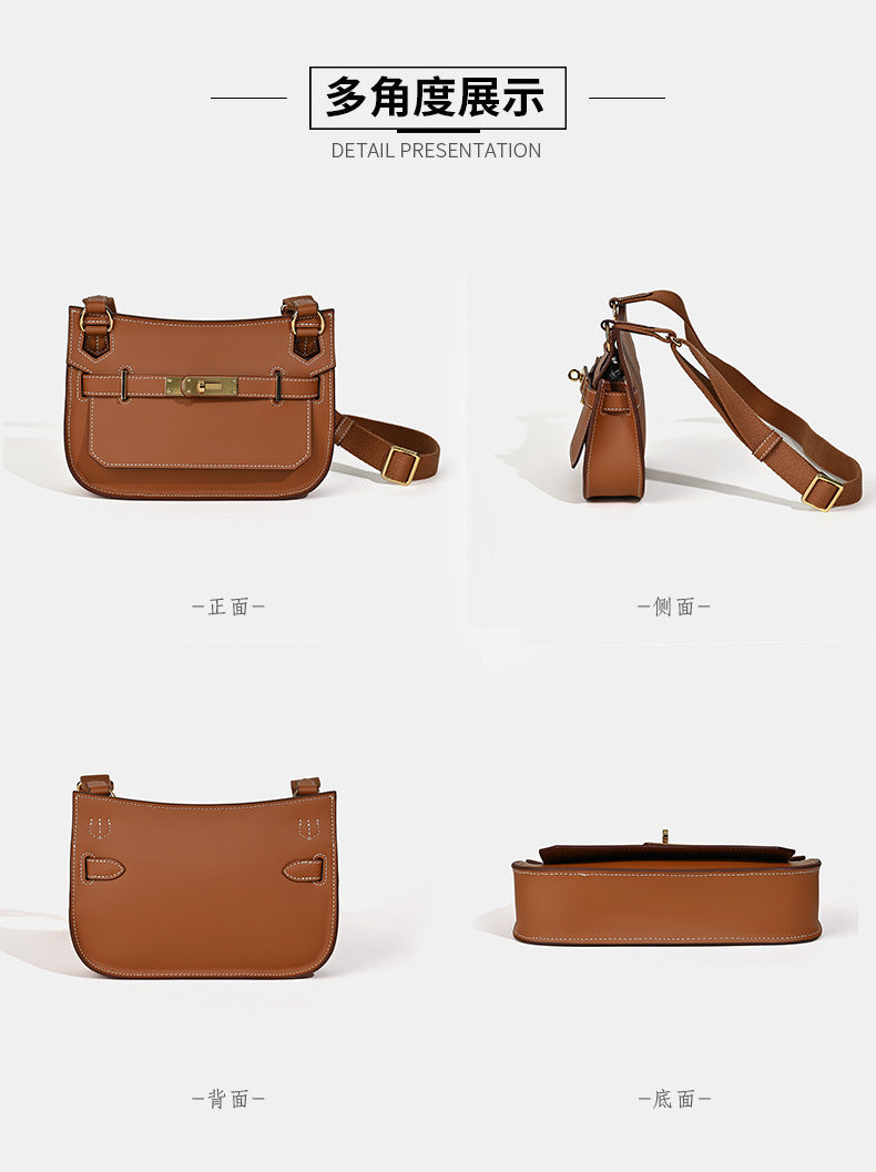 European and American retro new style high-end calfskin Kelly bag for women mini Gypsy Shoulder Crossbody Bag Genuine Leather Women's Bag