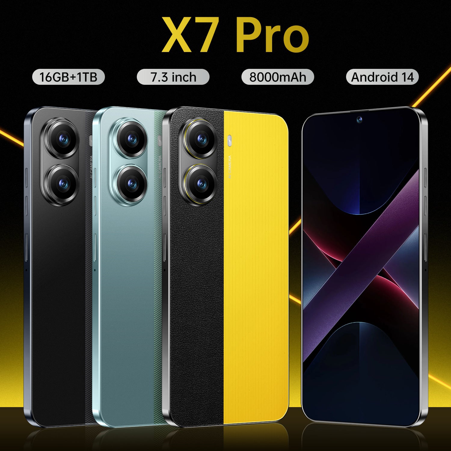 New AliExpress Hot-Selling Mobile Phones X7 Pro Android16+1T Intelligence5G Mobile Phone7.3HD Large Screen