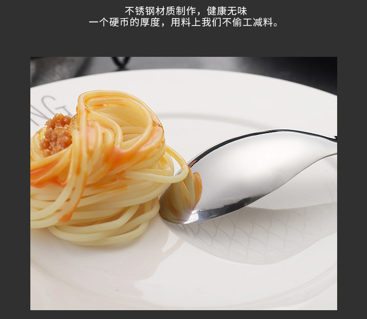 304Stainless Steel Spoon Cooking Restaurant Spoon Pickled Fish Spoon Cartoon Spoon PVD Titanium-plated Colorful Fish Tail Cute Spoon