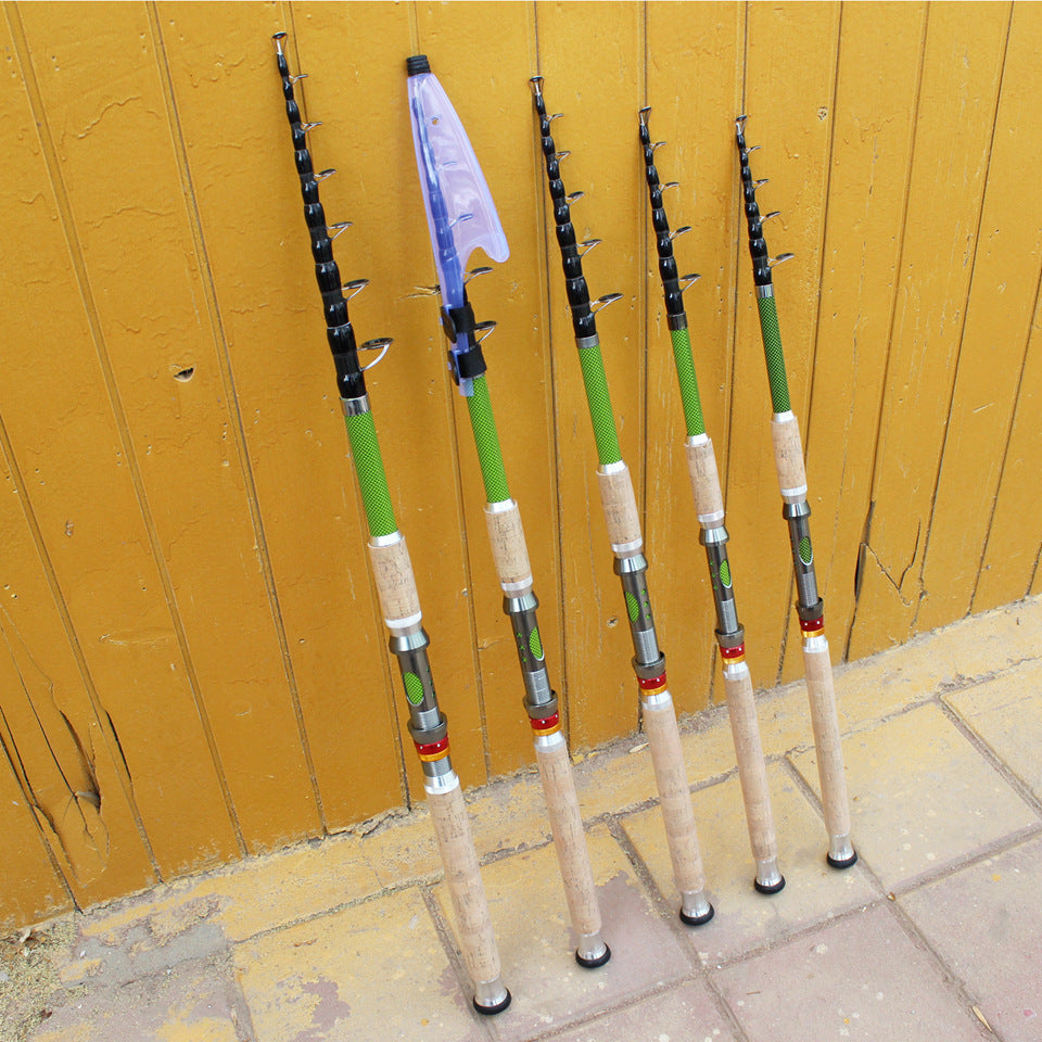 A Long Casting Telescopic Lure Rod with Long Wooden Handle, Sea Rod, Rock Fishing Rod, Carbon Fiber Carp and Bass Rod MH Tune