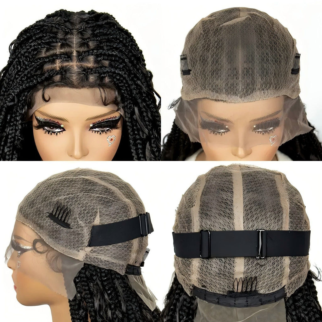 Cross-Border Hot-Selling Wig European and American Style Braided Full Lace Synthetic Crochet Wig Box Braids Wig