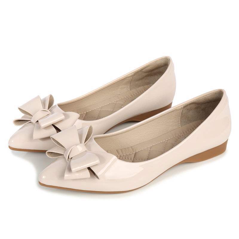 Red Bride Shoes Loafers Flat Women's Single Shoes Pointed Toe Fashion Korean Style Casual Versatile Soft Leather Soft Sole Shoes