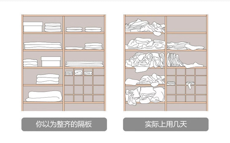 ENF Grade Solid Wood Wardrobe for Home Bedroom, No-Assembly Storage Cabinet, Cream Style Oak Segmented Custom Wardrobe