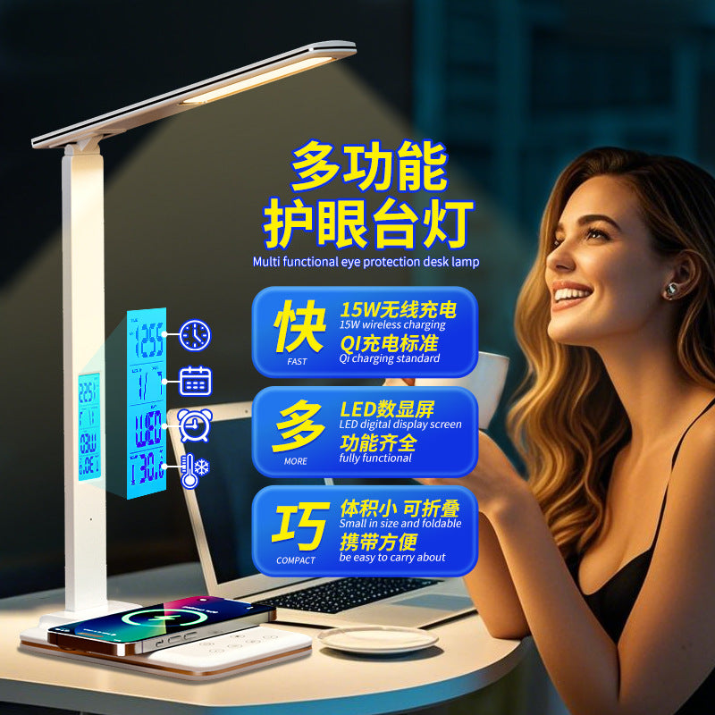 Hot-Selling Reading Desk Lamp Smart Touch Night Light3Color Adjustment LED Wireless Charging Eye Protection Desk Lamp Wholesale