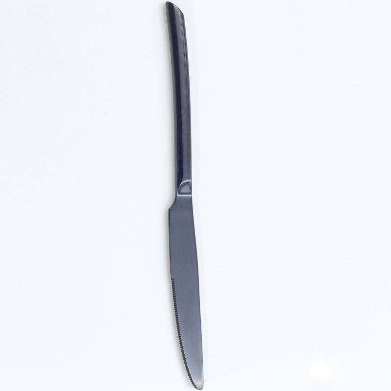 American Style Stainless Steel Western Steak Knife Slanted Tail Knife Fork Spoon Mirror Polished Tea Set3Solid Fork with Teeth