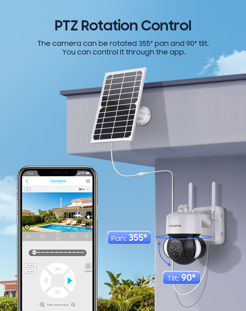600Wan HD Outdoor Courtyard Solar Binocular Zoom Camera4G Wireless Night Vision Remote Early Warning Monitoring