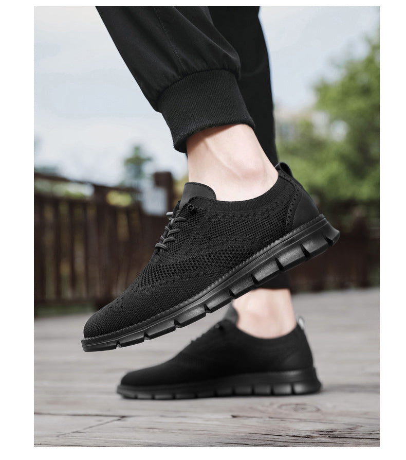 Flyknit Casual Shoes Men's Brogue Carved Loafers Men's Trendy Shoes Breathable Comfortable