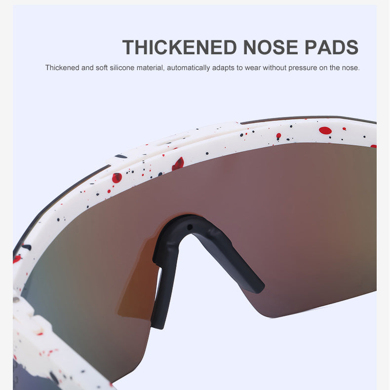 European and American Colorful Sunglasses Outdoor Cycling Windproof Sunglasses Men and Women One-piece Lens Sports Anti-ultraviolet Glasses