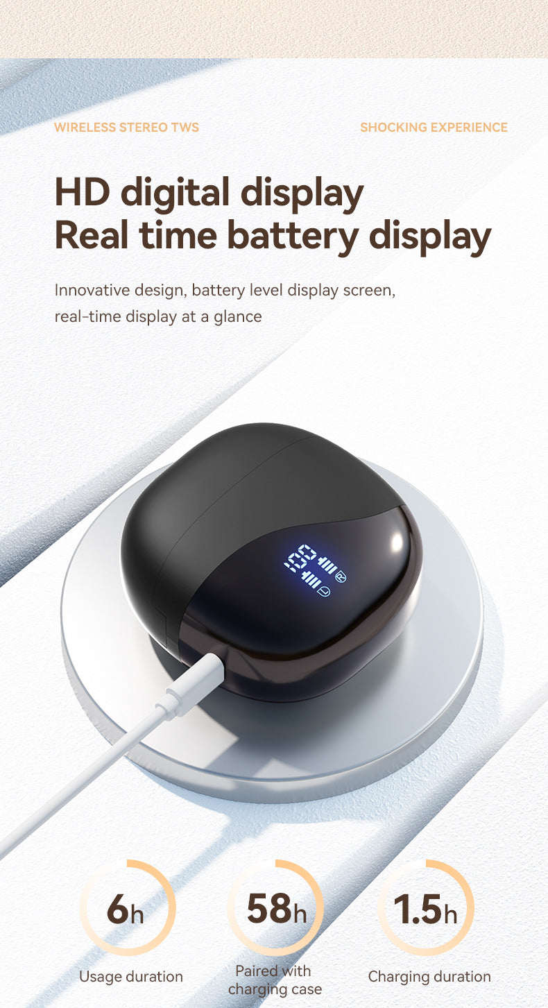 M62Popular AI Translation Bluetooth Earphones Bone Conduction Ear Hook Digital Display Long Battery Life Wireless Bluetooth Earphones