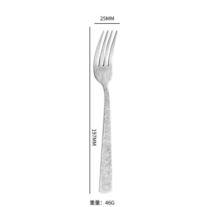 410Stainless Steel Tableware Restaurant Embossed Pattern Knife Fork Spoon24Western Steak Knife and Fork Set