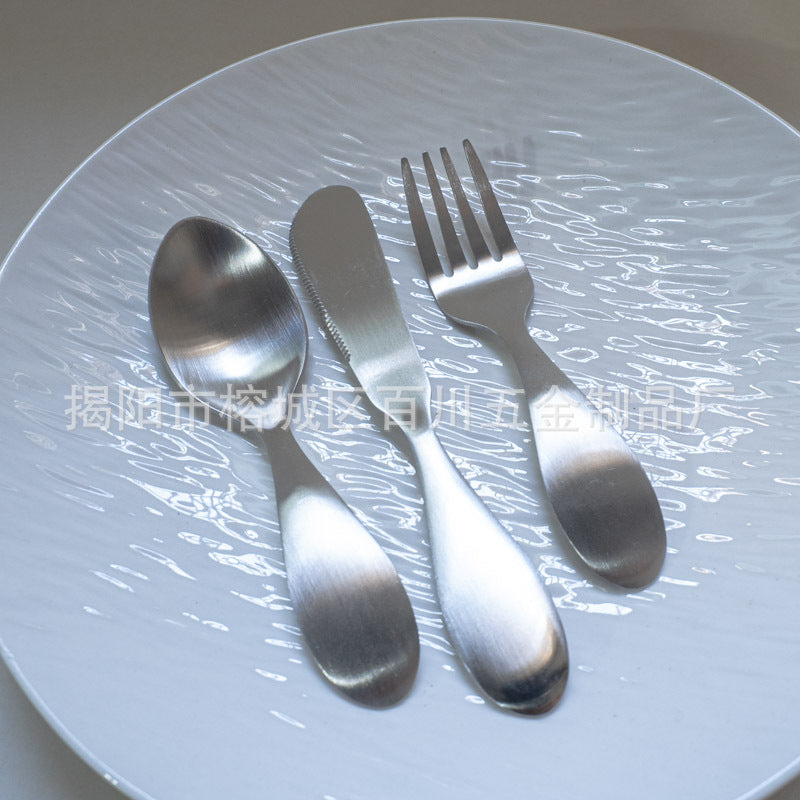 1-5Recommended for One-Year-Olds: Short Wide-Handle Toddler Spoon for Kindergarten, Milk Powder, Dessert Spoon, and Fork304Stainless Steel Dinner Knife