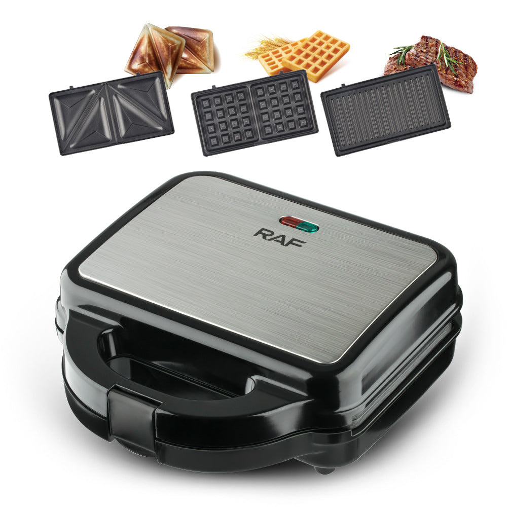 RAF EU Standard 3-in-1 Detachable Sandwich Waffle Panini Grill Steak Maker Breakfast Machine
