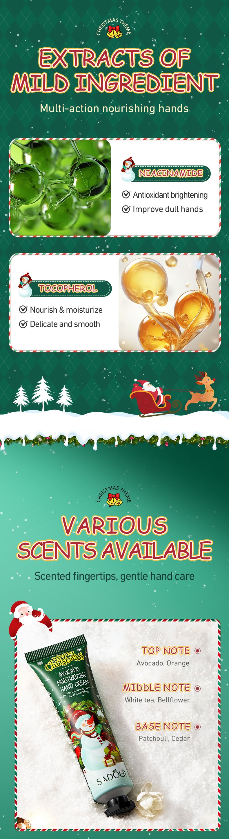 Full English Christmas Moisturizing Anti-Chapped Hand Cream Five-Piece Set SADOER Autumn and winter hand cream  foreign trade wholesale