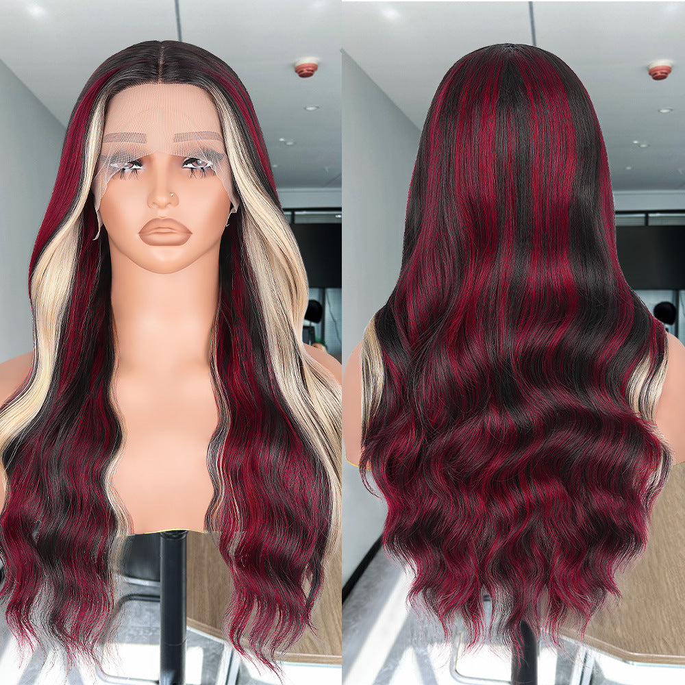 Highlight Wig Red Black 13X4 Synthetic Lace Front Wigs