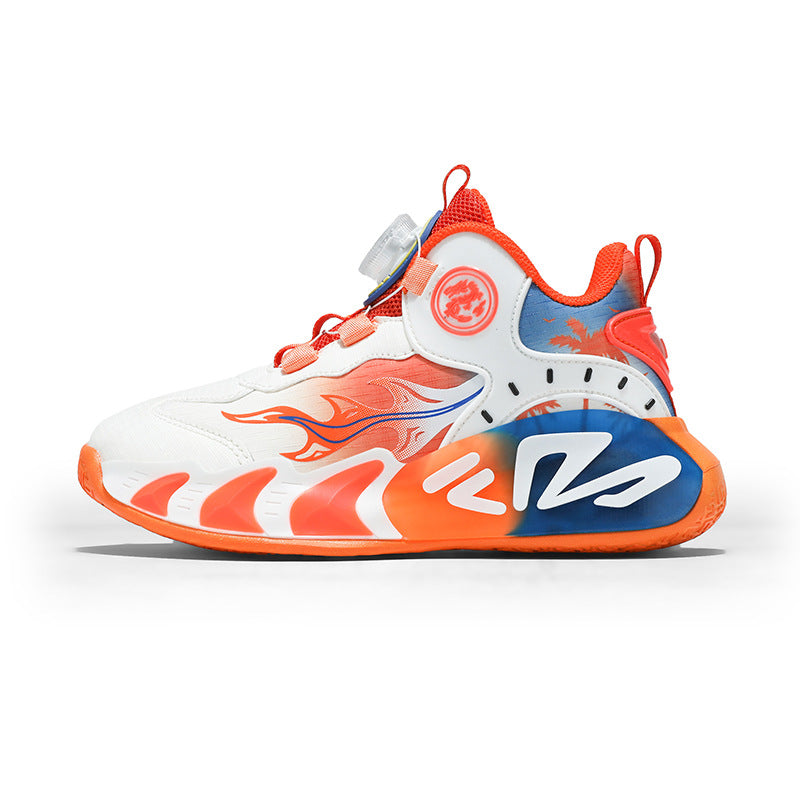 Chinese Style Girls' Shoes2025Autumn New Mesh Breathable Running Sports Shoes Children's Anti-Slip Wear-Resistant Basketball Shoes