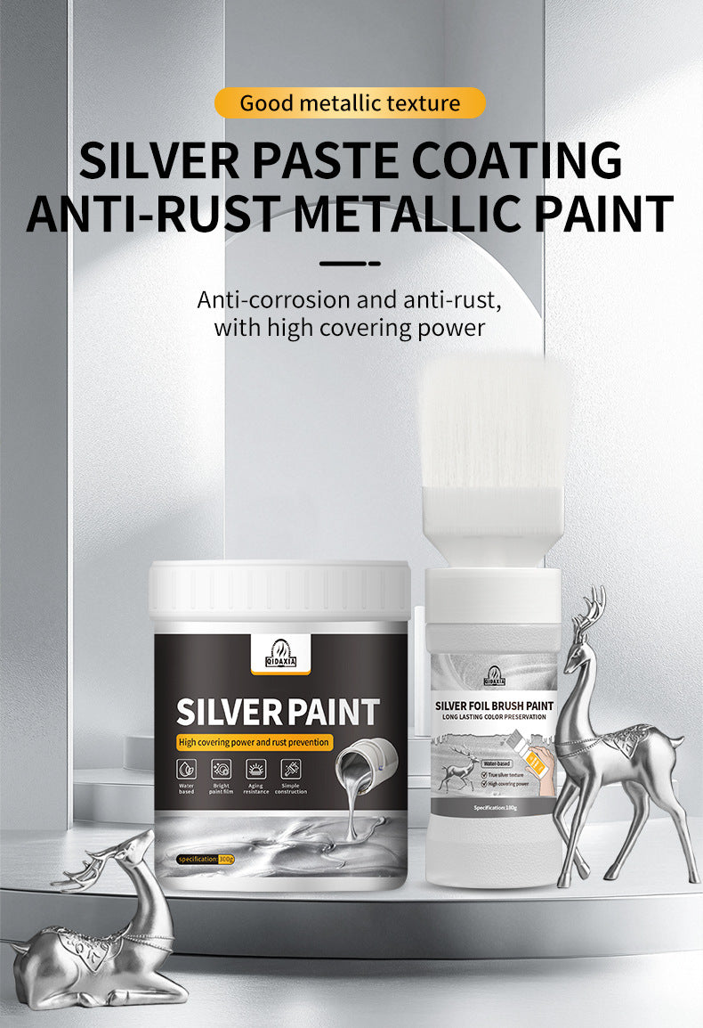 Water-based Silver Foil Paint Metallic Paint Iron Art Iron Gate Railing Renovation Anti-rust Paint with Brush Paint Manufacturer Silver Paint