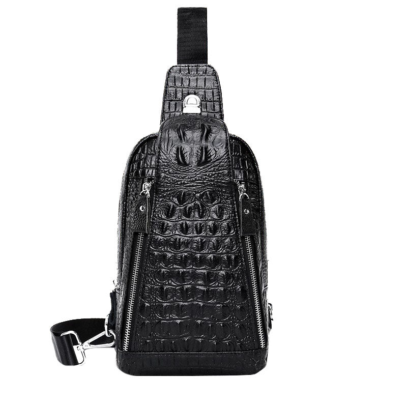 Genuine Leather Men's Chest Bag with Combination Lock, Single Shoulder Crossbody Bag, Top Layer Cowhide Texture, Sports Small Backpack, Crossbody