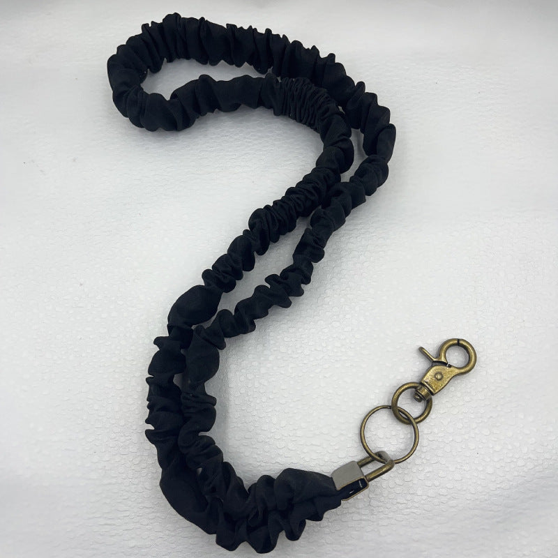 Keychain Large Elastic Polyester Wrinkle Print Hanging Ring Buckle Work Badge Phone Lanyard Chain