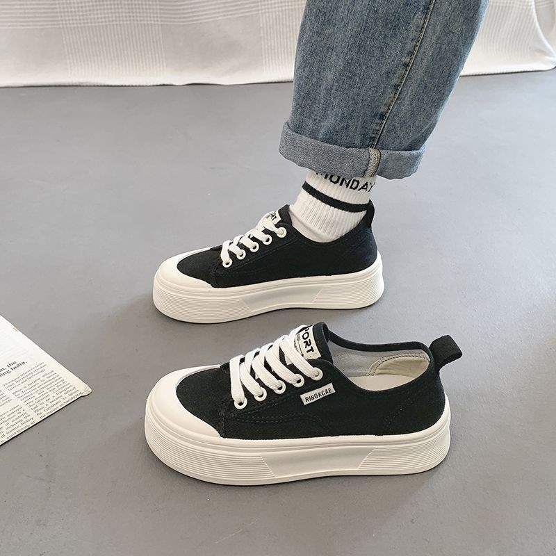 Women's Platform Canvas Shoes2025Summer New Breathable Versatile Casual Thin Height-Increasing White Sneakers