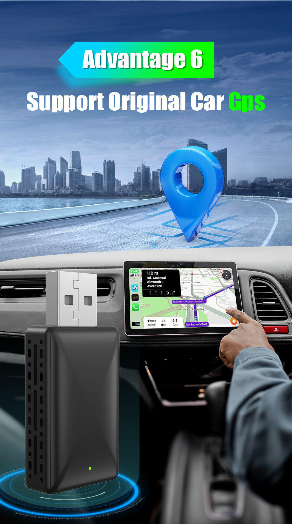 Carplay Original Car Wired to Wireless Box In-Car Smart Adapter auto Navigation Black Box Ai box