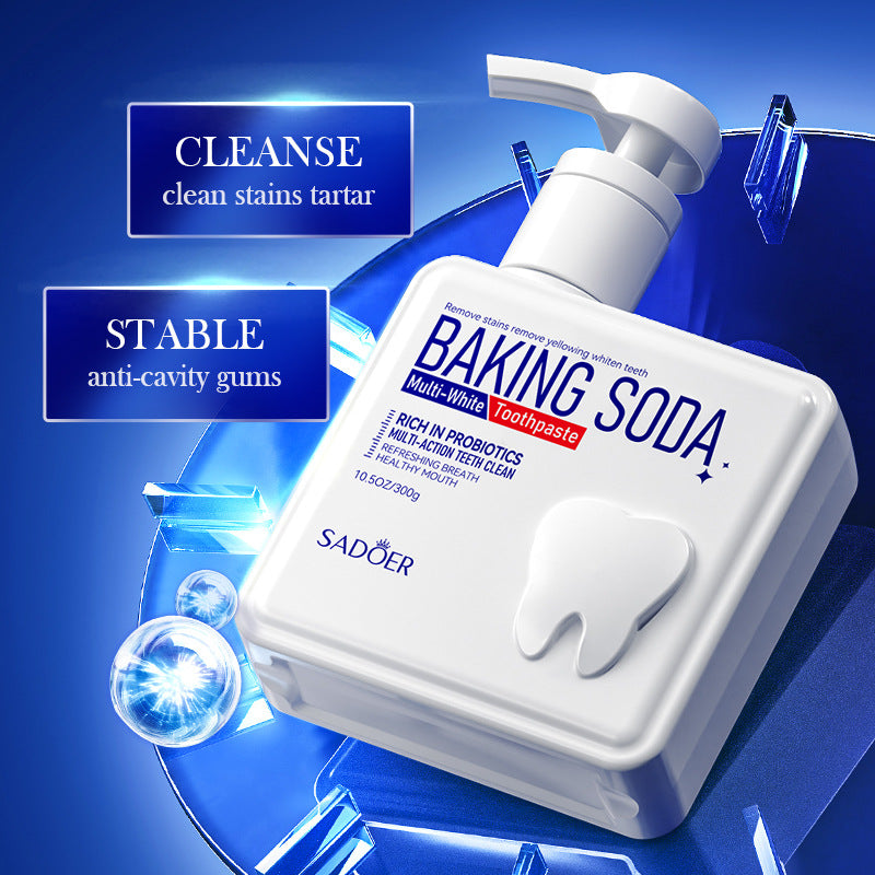Full English Pump Toothpaste SADOER Baking Soda Probiotics Teeth Cleaning Oral Freshness  Wholesale