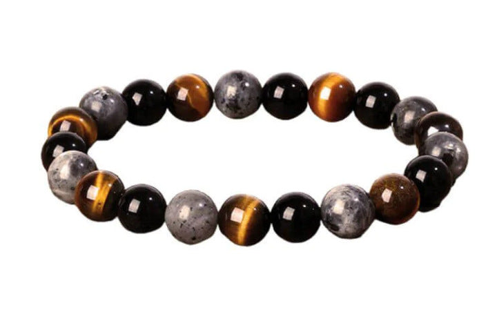 European and American Popular Natural Stone Beaded Bracelet Red Wood Grain Round Bead Stone Bracelet Wholesale