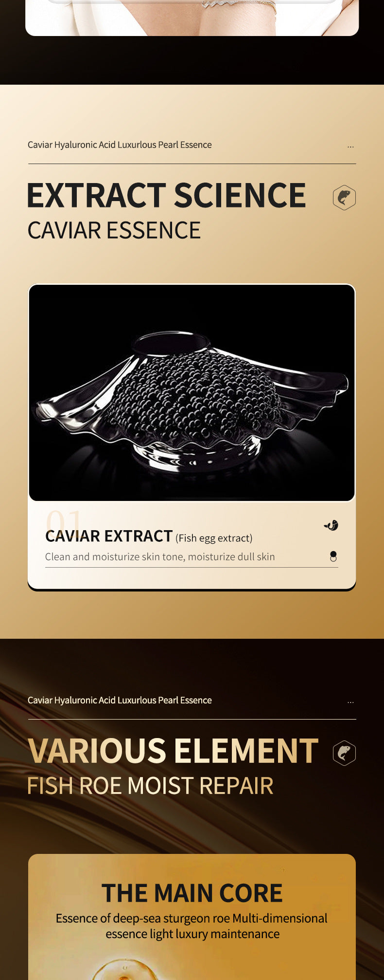 Caviar Pearl Essence30mlSADOER Hyaluronic acid hydrating moisturizing wholesale for cross-border trade