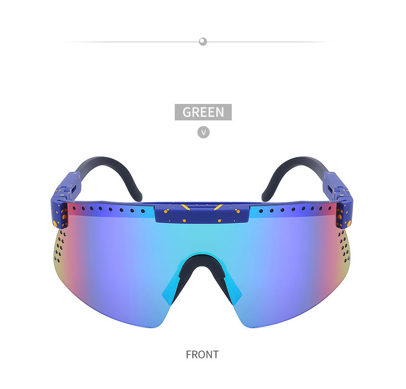 European and American Colorful Sunglasses Outdoor Cycling Windproof Sunglasses Men and Women One-piece Lens Sports Anti-ultraviolet Glasses