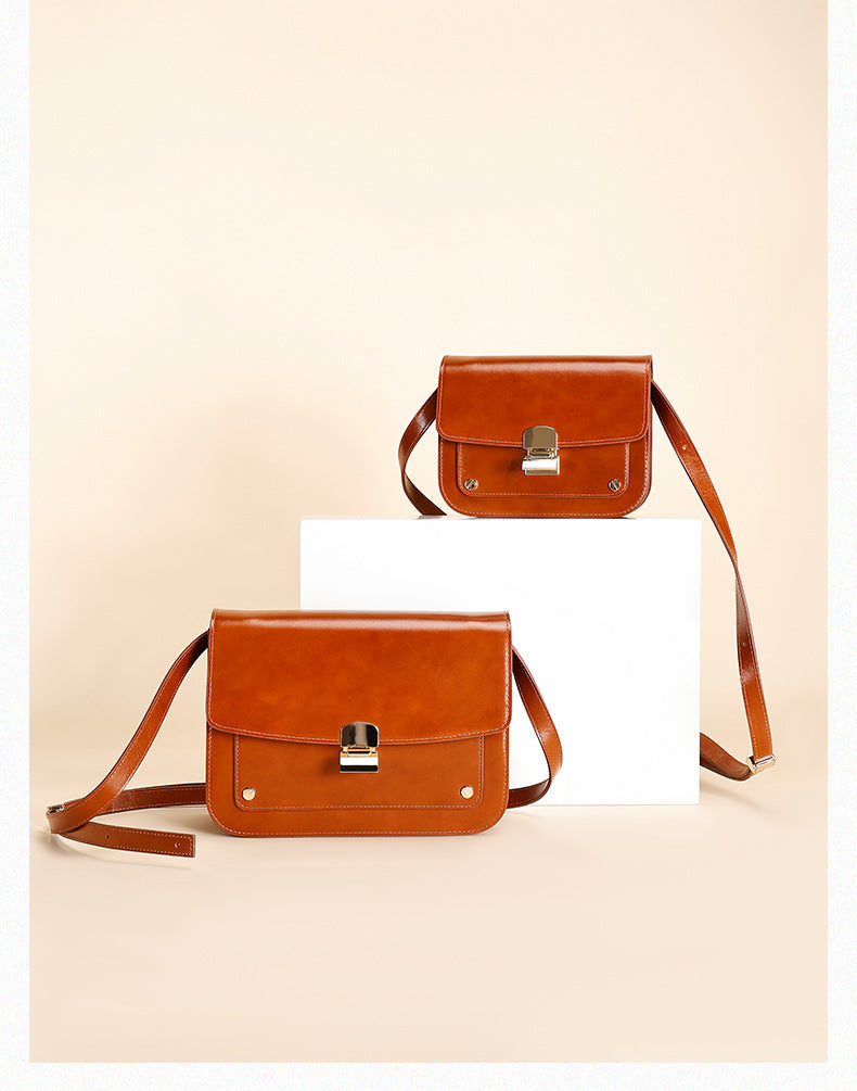 Melard Style Design Top Layer Cowhide Tofu Single Handle Bag Fashion Women's Bag Single Shoulder Crossbody Bag Niche Small Square Bag