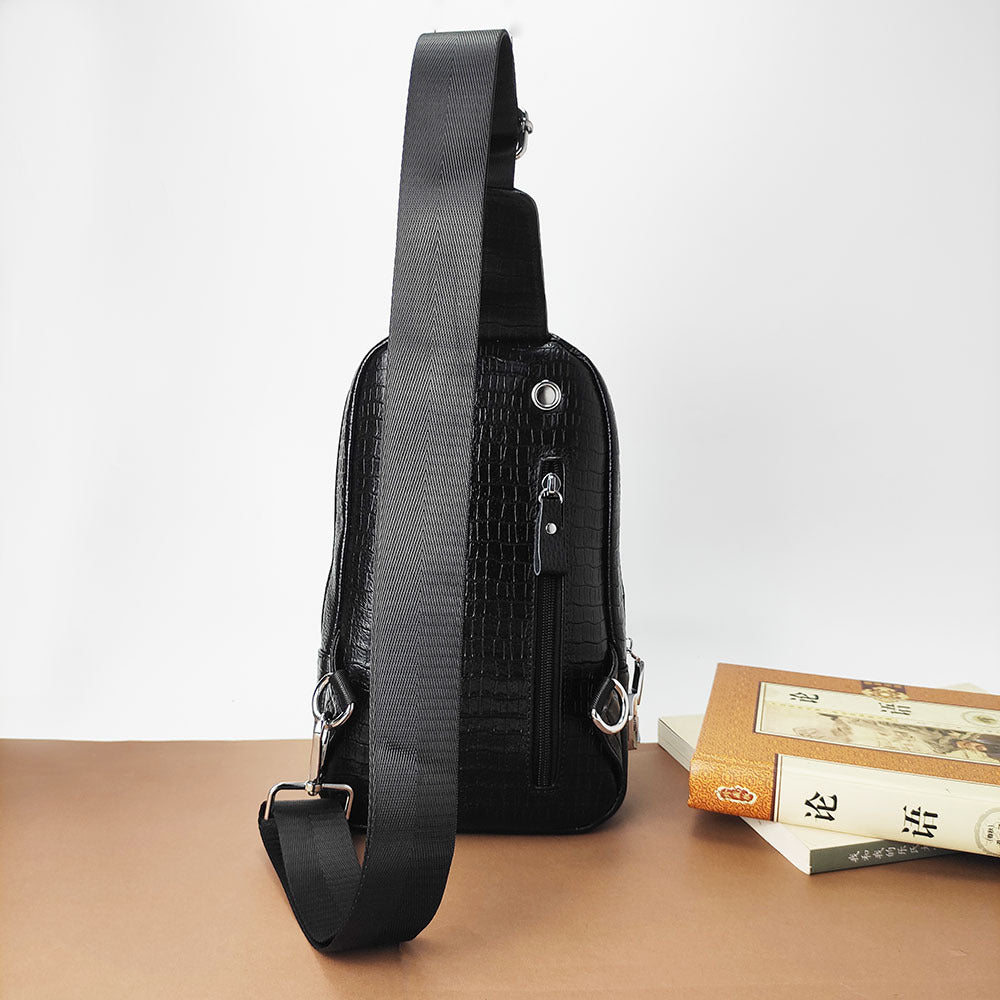 Genuine Leather Men's Chest Bag with Combination Lock, Single Shoulder Crossbody Bag, Top Layer Cowhide Texture, Sports Small Backpack, Crossbody