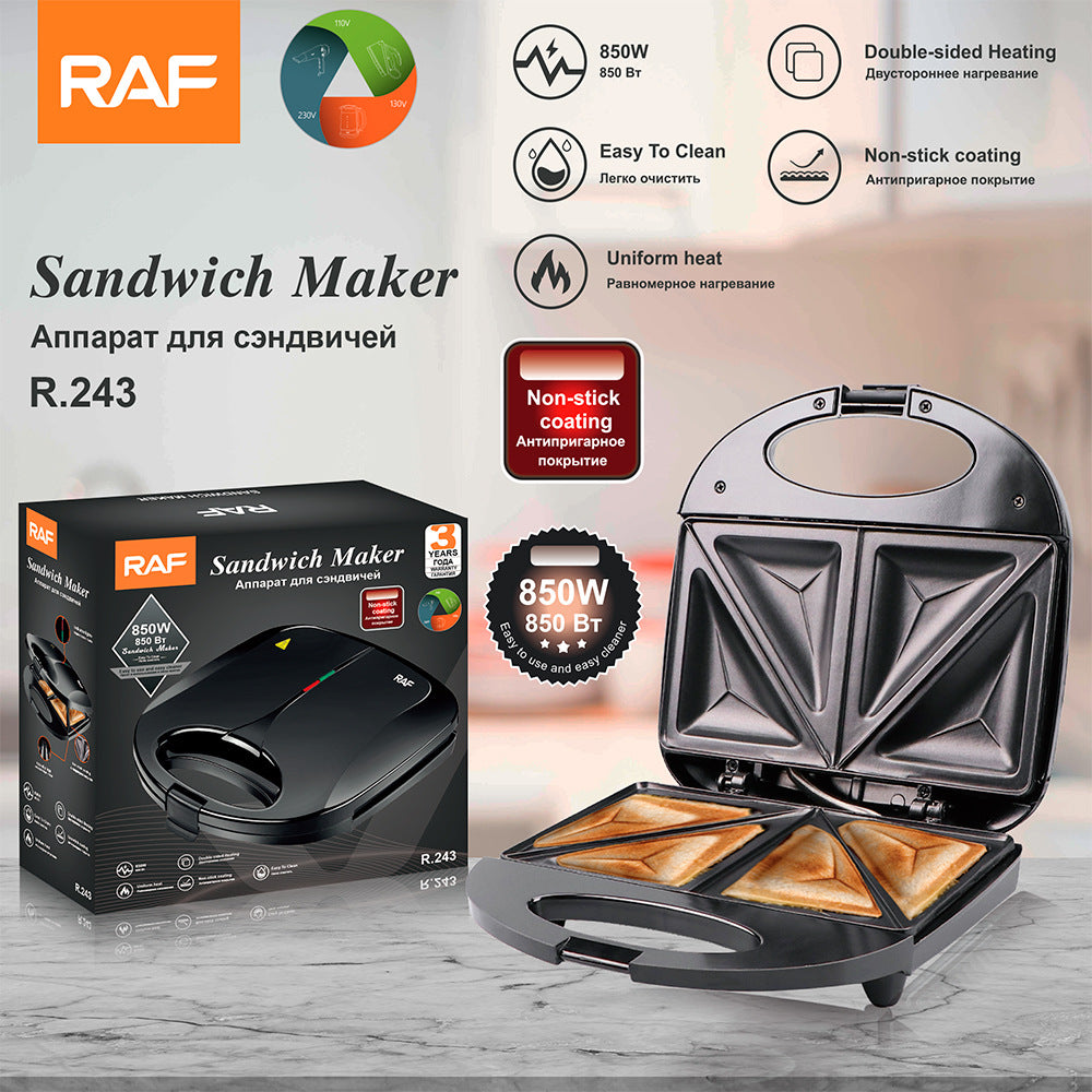 Household Fully Automatic Sandwich Maker Heating Toast Double-sided Breakfast Machine Multifunctional Light Food Bread Maker