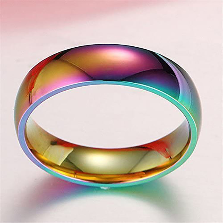 European and American Hematite Curved Ring for Men with High-end Feel, Personalized Ring for Women, Simple Colorful Faceted Ring