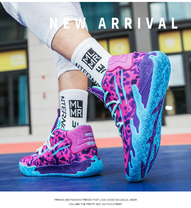 New Mid-Calf Professional Basketball Shoes Outdoor Practical Breathable Couple Shoes Thick Sole Non-Slip Unisex Shock Absorption Sports Shoes