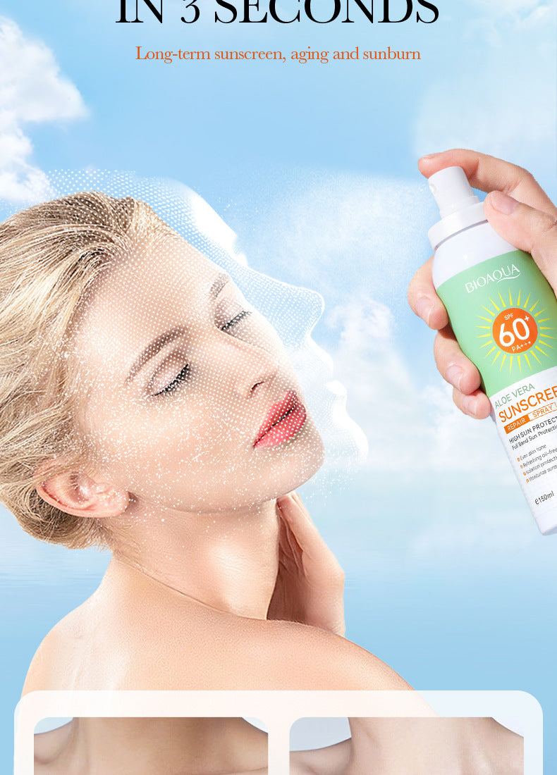 foreign trade BIOAOUA Aloe Vera Sunscreen Sunscreen Isolation Refreshing Three-in-One Sunscreen Spray Wholesale