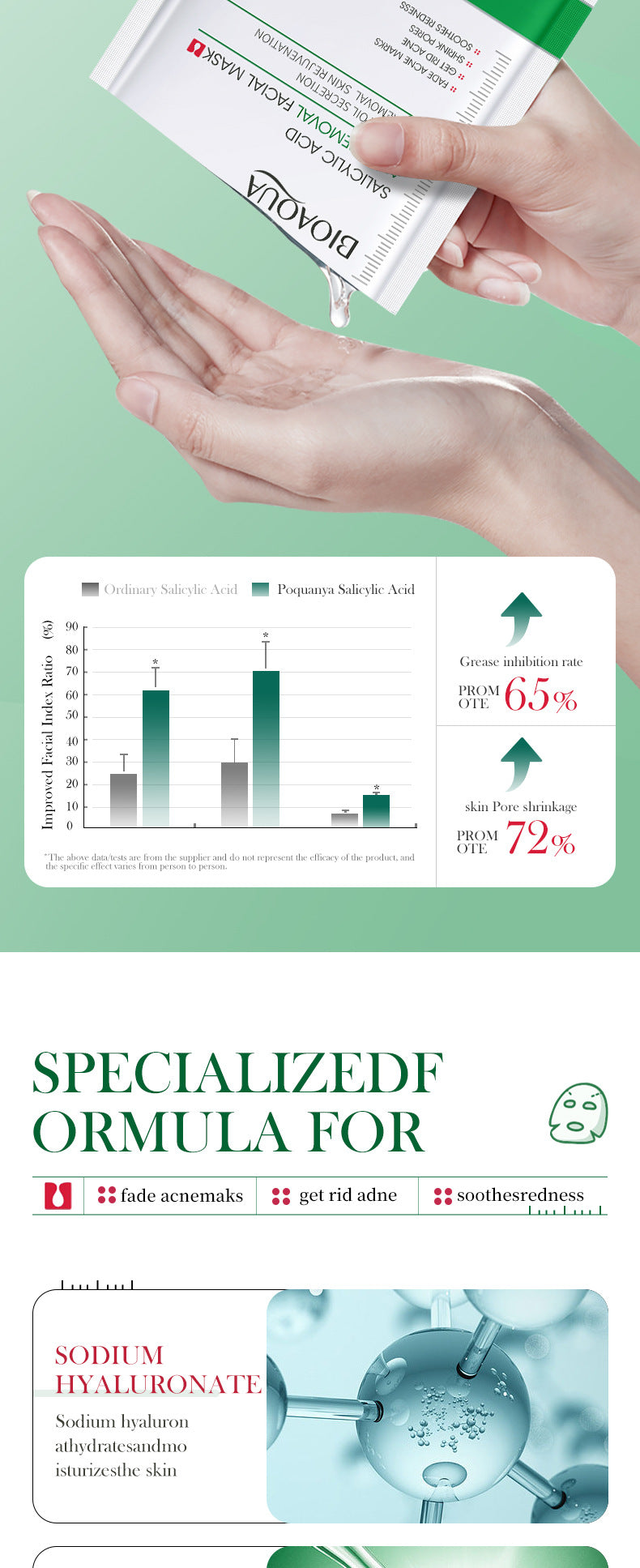 Salicylic Acid Mask25g BIOAOUA Moisturizing and Hydrating Tablets for Cross-Border Wholesale