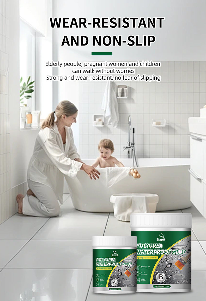 Two-Component Polyurea Transparent Waterproof Adhesive Coating for Bathroom, Exterior Walls, Roofs, Leak-Proof Waterproof Agent, Waterproof Coating, Rainproof