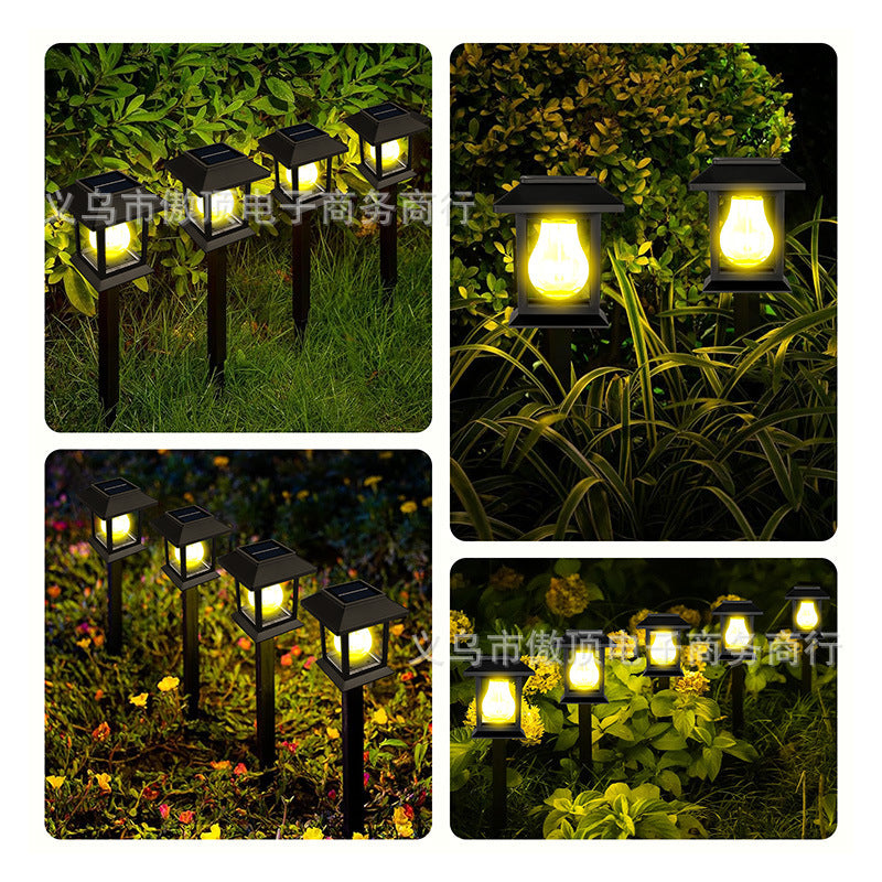 New Solar Lawn Light Outdoor Automatic Sensor Tungsten Lamp Garden Decoration Ground Plug Courtyard Landscape House Light