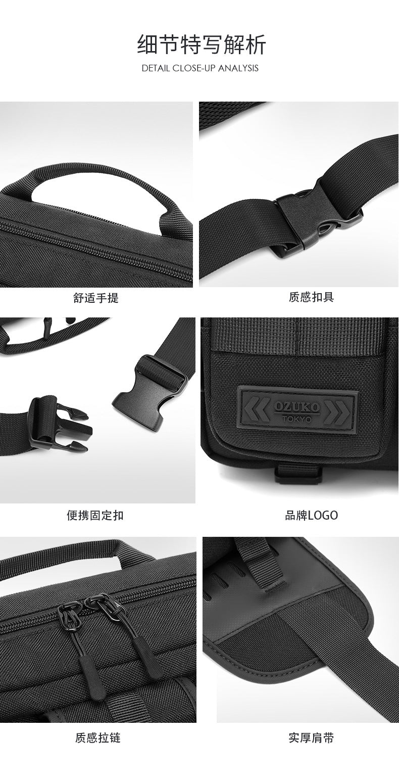 OZUKO Tactical Waist Bag Men's Multifunctional Crossbody Bag Waterproof Outdoor Large Capacity Sports Portable Men's Bag