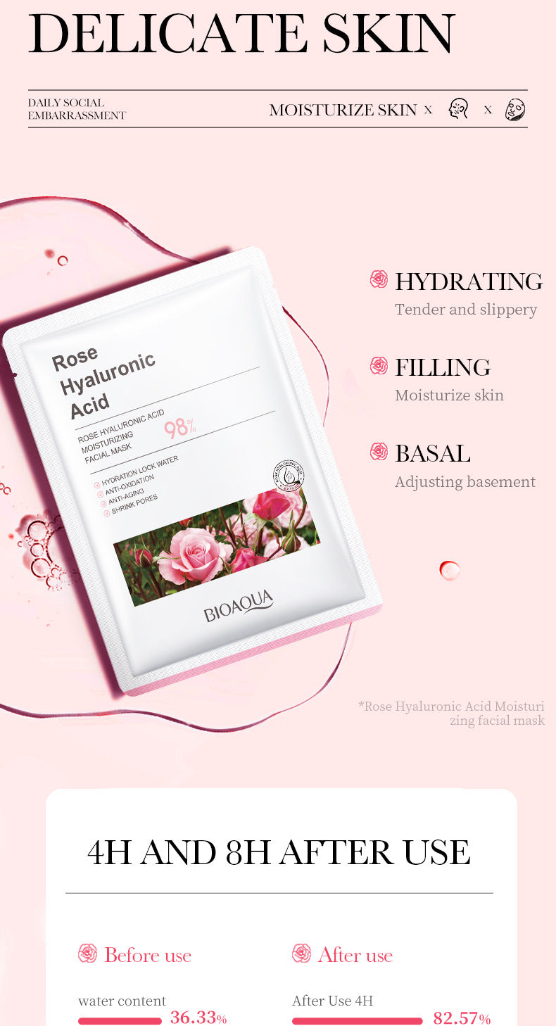 Rose Mask25g BIOAOUA Hyaluronic Acid Moisturizing Hydrating Tablets for Cross-Border Wholesale