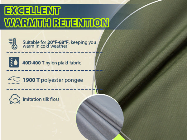 Double Sleeping Bag Hammock Outdoor Portable Camping Hanging Chair Cold-proof Lightweight Camping Warm Quilt