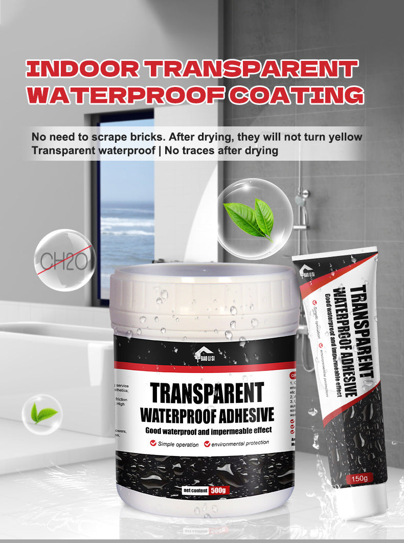 Transparent Waterproof Adhesive Exterior Wall Roof Bathroom Leak Repair Glue No Brick Breaking Floor Waterproof Coating Sealant