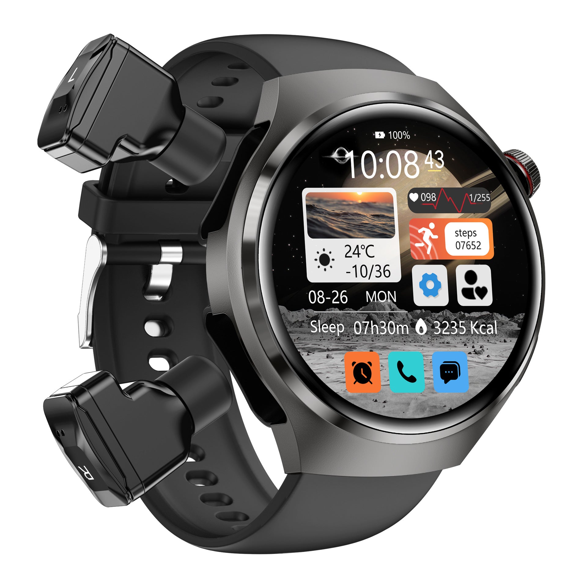 DK56Smart Watch1.52inch Bluetooth Call True Heart Rate Pedometer Sleep Monitoring Hidden Earphones Sports